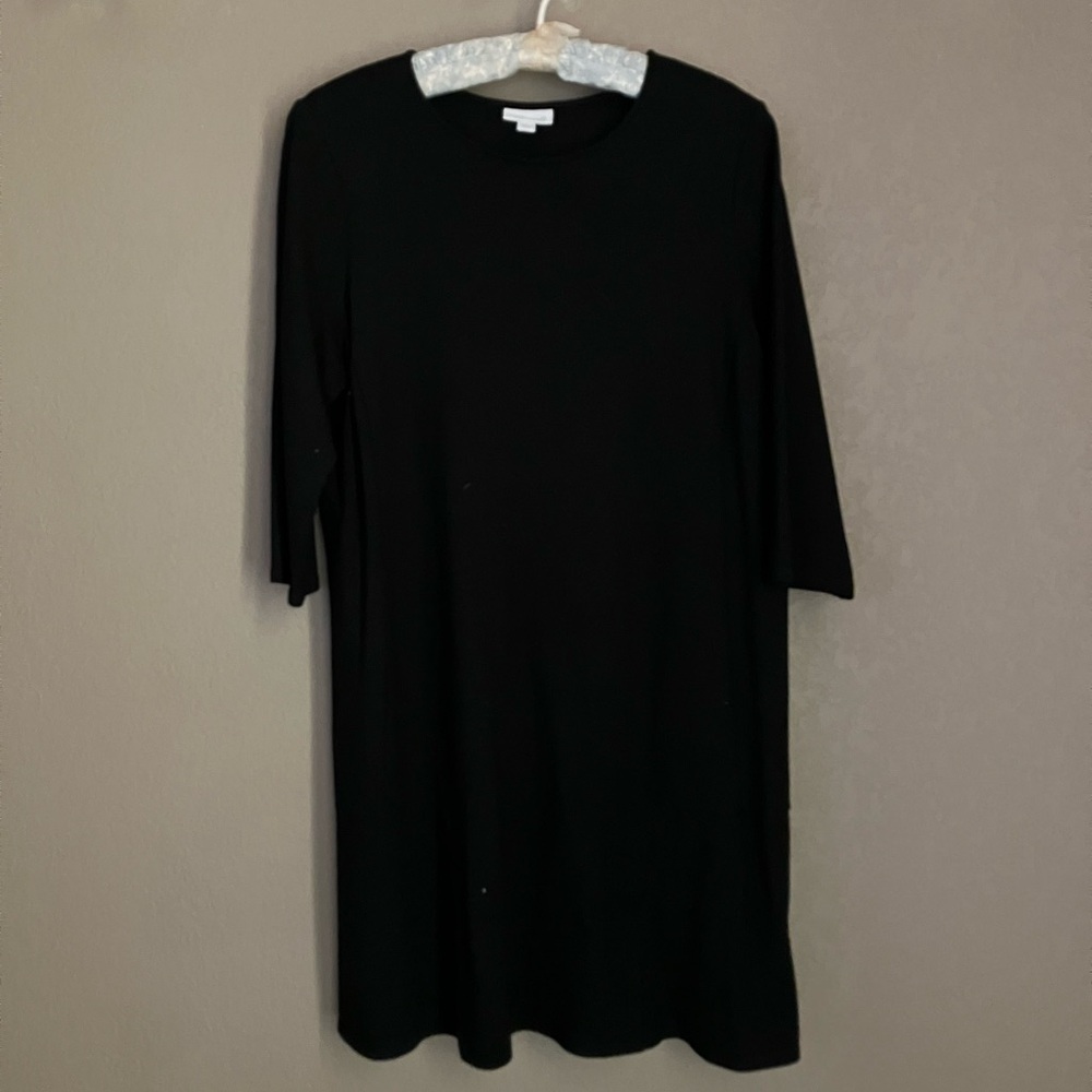 J. Jill Black Ponte Sheath Dress 3/4 Sleeve Crew Neck size L